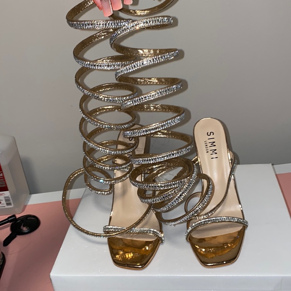 Simmi strapped heels rose gold